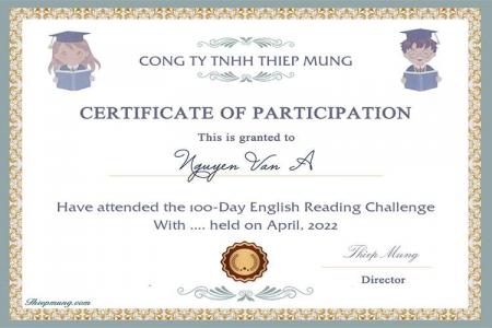 Tạo giấy chứng nhận tham gia Certificate of Participation cho học viên