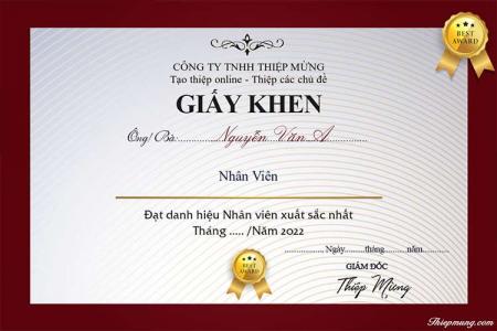 Tạo giấy khen thành tích online miễn phí