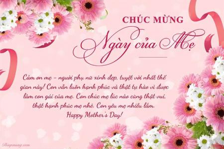 Thiệp hoa đồng tiền chúc mừng Ngày của Mẹ