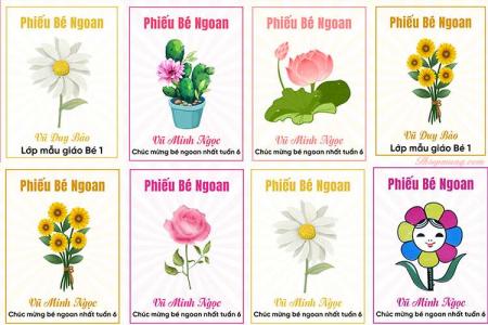 Mẫu phiếu bé ngoan với hoa đẹp đáng yêu