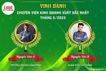 Thiết kế bảng vinh danh đẹp mẫu 2 người với logo công ty