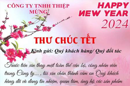 Thư chúc tết 2024 mẫu hoa đào đẹp lung linh nhất