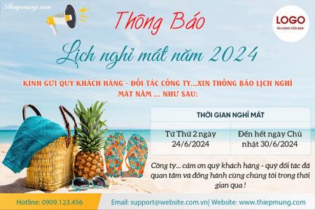 Mẫu thông báo lịch nghỉ mát hè với thông tin công ty
