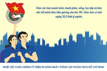 Thiệp chúc mừng 94 năm ngày thành lập Đoàn (26/3/1931-26/3/2025)