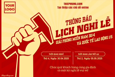 Thông báo lịch nghỉ lễ 30/4 và 1/5 online