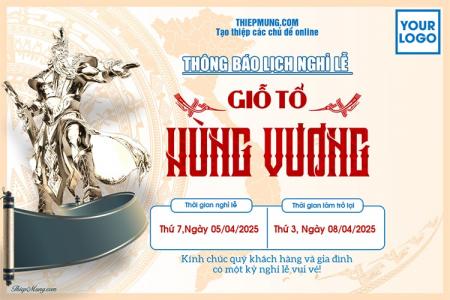 Mẫu thông báo lịch nghỉ lễ giỗ tổ Hùng Vương 10/3