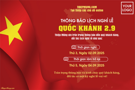 Tạo thông báo nghỉ Lễ Quốc khánh 2/9 miễn phí