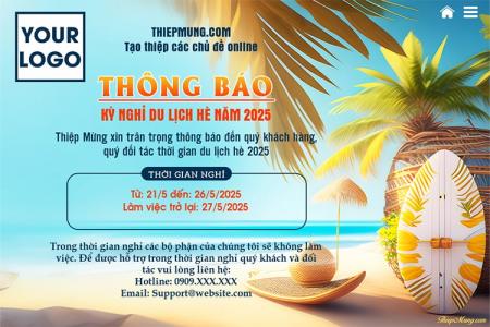 Tạo thông báo lịch nghỉ du lịch cho doanh nghiệp có logo