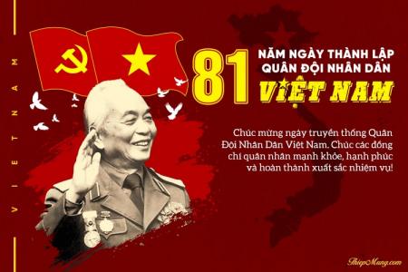 Tạo thiệp kỷ niệm 81 năm ngày Quân đội nhân dân Việt Nam 22/12