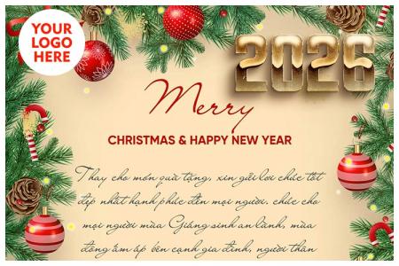 Hình ảnh thiệp chúc mừng Giáng sinh và năm mới 2026 cho công ty