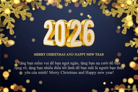 Miễn phí thiệp Merry Christmas And Happy New Year 2026 vàng sang trọng