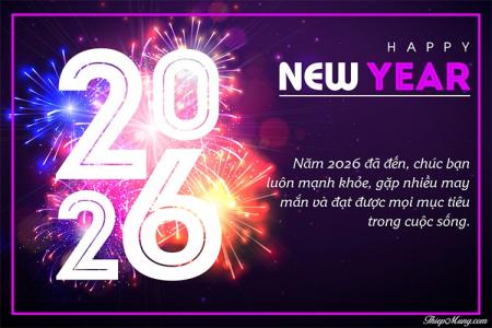 Thiệp chúc mừng năm mới 2026 pháo bông