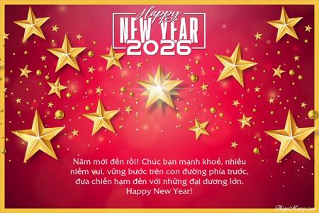 Thiệp ngôi sao chúc mừng năm mới 2026 lung linh ý nghĩa