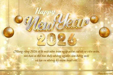 Miễn phí thiệp chúc mừng năm mới 2026 với đèn lấp lánh