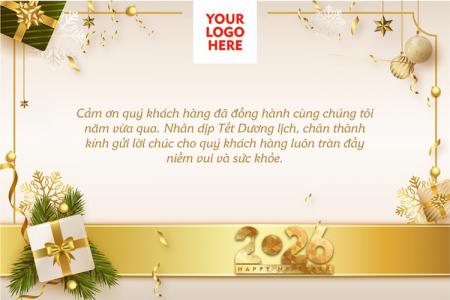 Thiệp chúc mừng năm mới 2026 sang trọng cho khách hàng