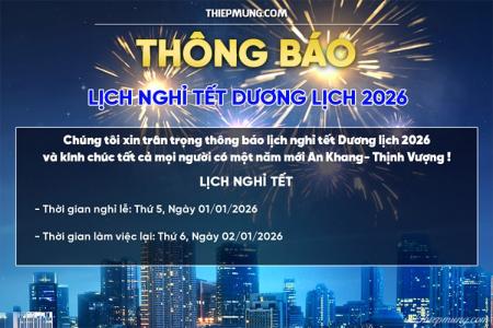 Banner, thiệp thông báo nghỉ Tết Dương Lịch 2026 miễn phí