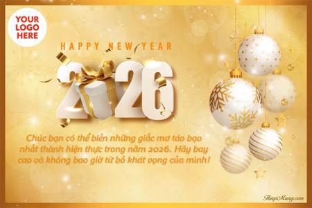 Hình ảnh chúc mừng năm mới 2026 cho khách hàng nền vàng sang trọng