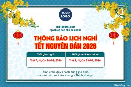 Thông báo lịch nghỉ Tết 2026 cho công ty, doanh nghiệp