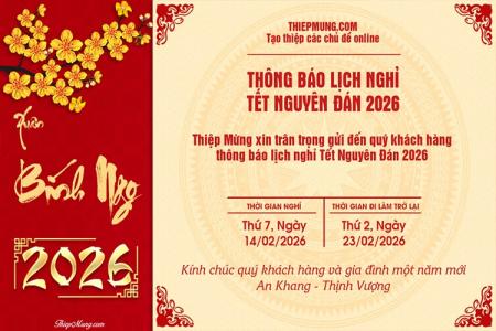 Mẫu thông báo lịch nghỉ Tết 2026 mới nhất với nhiều phông nền