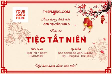 Mẫu thiệp mời tiệc cuối năm tất niên đẹp cho công ty