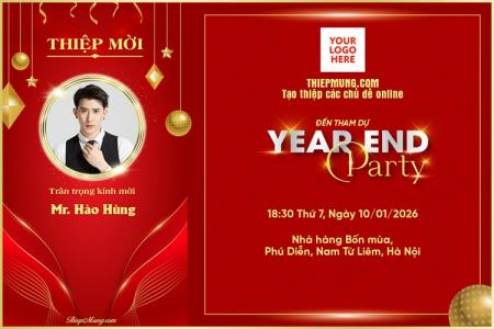 Tạo thiệp mời tất niên sang trọng kèm theo ảnh khách mời