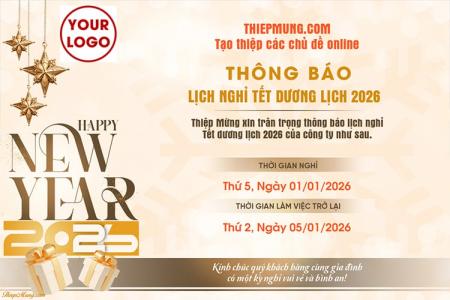 Mẫu thông báo nghỉ Tết Dương lịch 2026 miễn phí cho doanh nghiệp và cơ sở giáo dục