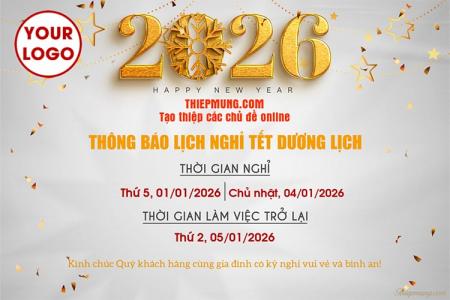 Tạo Thông báo nghỉ Tết Dương Lịch 2026 online