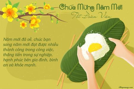 Thiệp gói bánh chưng chúc Tết Đoàn Viên 2026