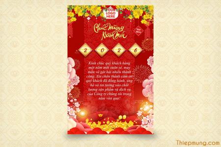 Tạo thiệp chúc Tết Nguyên Đán 2026 mẫu hoa mai truyền thống đẹp