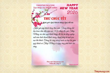 Thư chúc Tết 2026 mẫu hoa đào đẹp lung linh nhất
