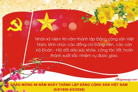 Mẫu thiệp mừng Đảng quang vinh, mừng xuân Bính Ngọ 2026