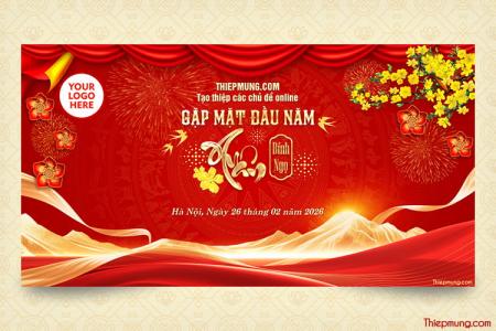 Mẫu banner Gặp Mặt Đầu Năm thiết kế truyền thống sang trọng