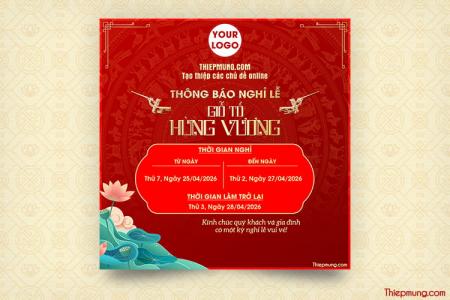Tạo thông báo lịch nghỉ lễ giỗ tổ Hùng Vương