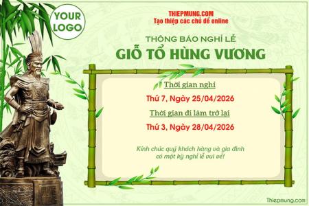 Thông báo nghỉ lễ giỗ tổ Hùng Vương 10/03 có Logo và tên công ty