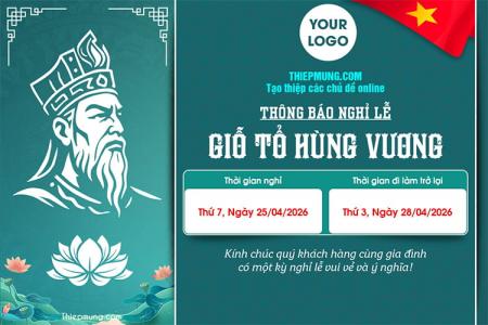 Mẫu banner thông báo nghỉ lễ Giỗ Tổ Hùng Vương trang trọng và ý nghĩa