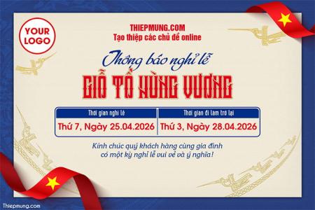 Thông báo nghỉ lễ Giỗ Tổ Hùng Vương banner thông báo nghỉ lễ chuyên nghiệp