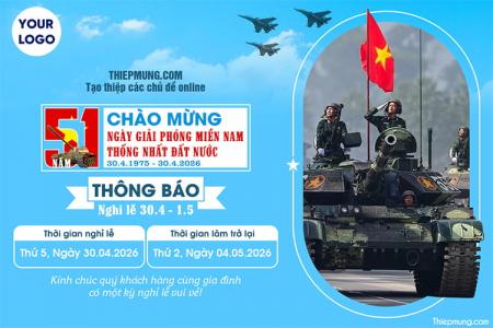 Mẫu banner chào mừng và thông báo nghỉ lễ 30/4 - 1/5