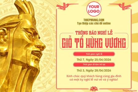 Tạo và tải thông báo nghỉ lễ Giỗ Tổ Hùng Vương 10/03 cho Doanh nghiệp
