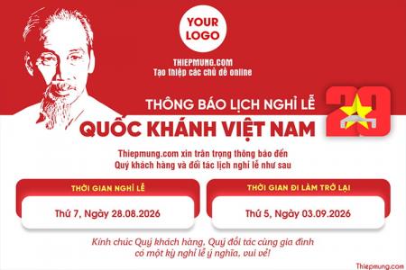 Tạo banner thông báo lịch nghỉ lễ Quốc Khánh Việt Nam 2/9 trang trọng online