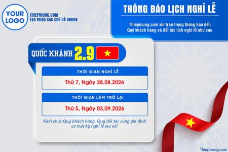 Mẫu banner thông báo lịch nghỉ lễ Quốc Khánh 2/9 đẹp, hiện đại
