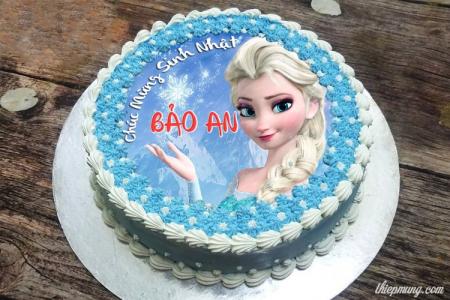 In tên trên Bánh sinh nhật Elsa - Bánh sinh nhật công chúa cho bé