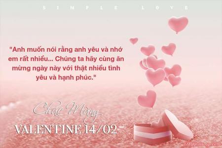 Mẫu thiệp Valentine màu hồng lãng mạn cho người yêu