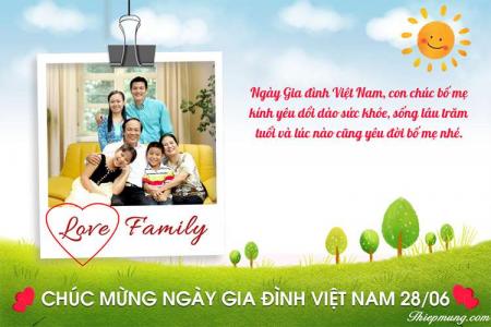 Thiệp Ngày gia đình Việt Nam với ảnh và lời chúc