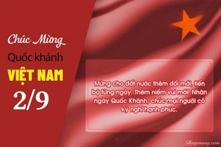 Miễn phí thiệp chúc mừng Quốc khánh 2/9 với quốc kỳ Việt Nam