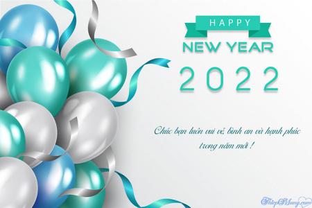 Thiệp bóng bay chúc mừng năm mới 2022