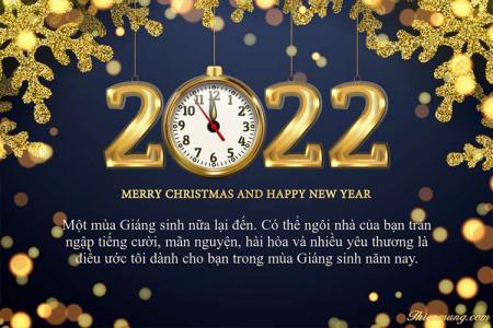 Miễn phí thiệp Merry Christmas And Happy New Year 2022 vàng sang trọng