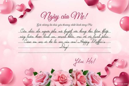 Viết lời chúc lên thiệp chúc mừng ngày của mẹ với hoa hồng