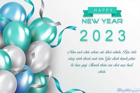 Thiệp bóng bay chúc mừng năm mới 2023