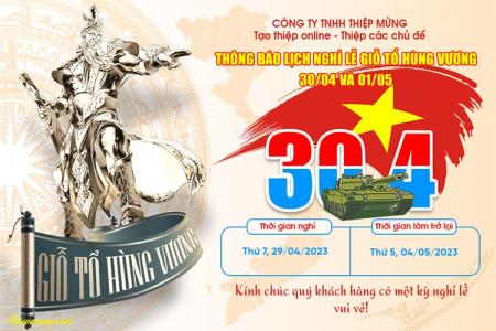 Mẫu thông báo lịch nghỉ lễ giỗ tổ Hùng Vương, 30-04 và 01-05