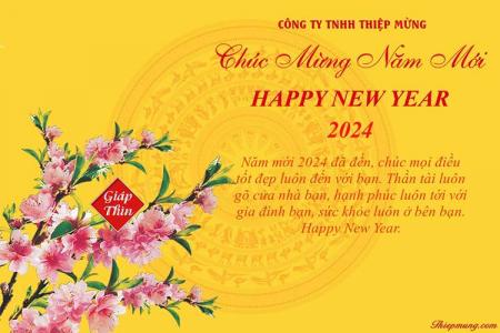 Mẫu thiệp chúc 2024 hoa đào - Tạo thiệp chúc mừng năm mới ý nghĩa